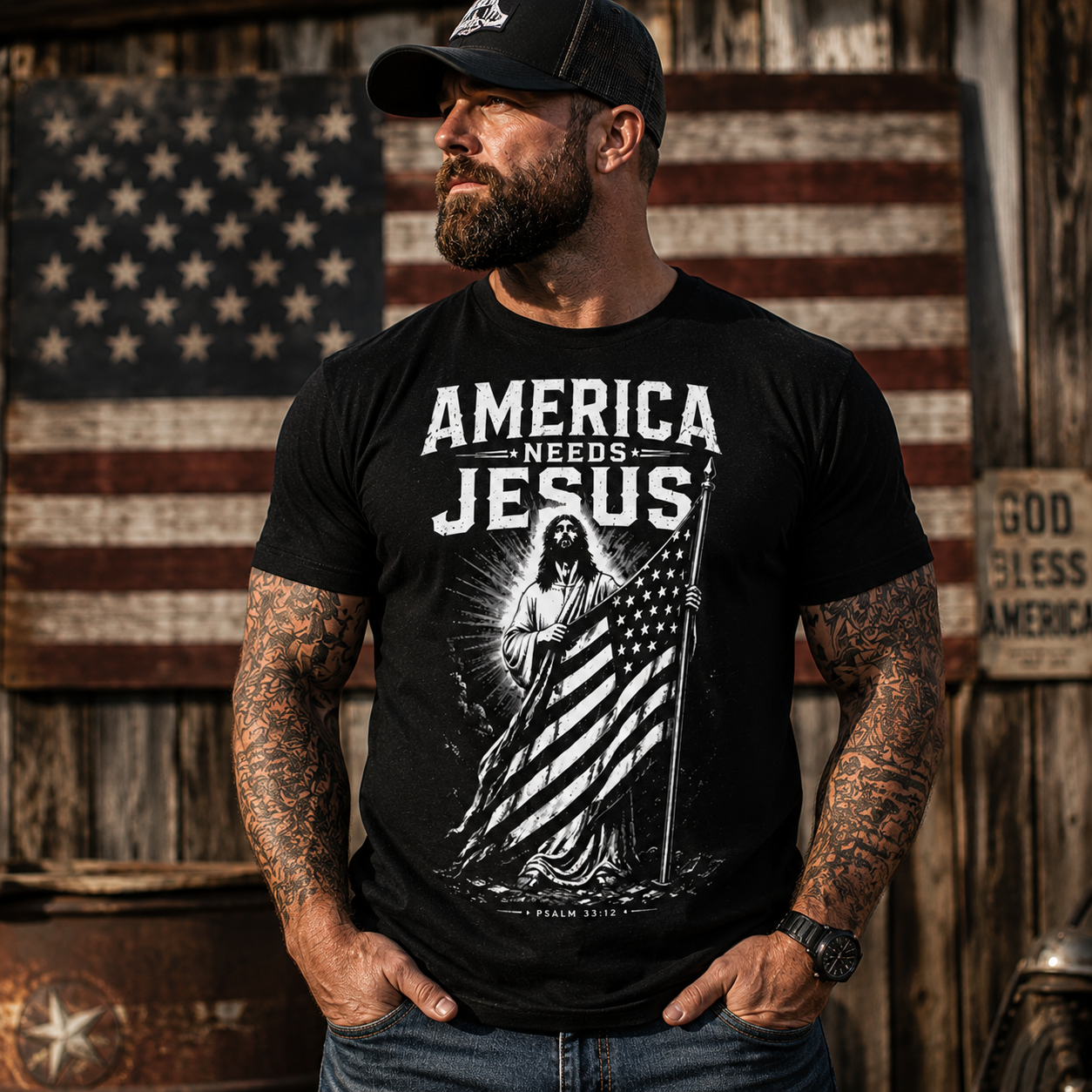 AMERICA NEEDS JESUS TEE