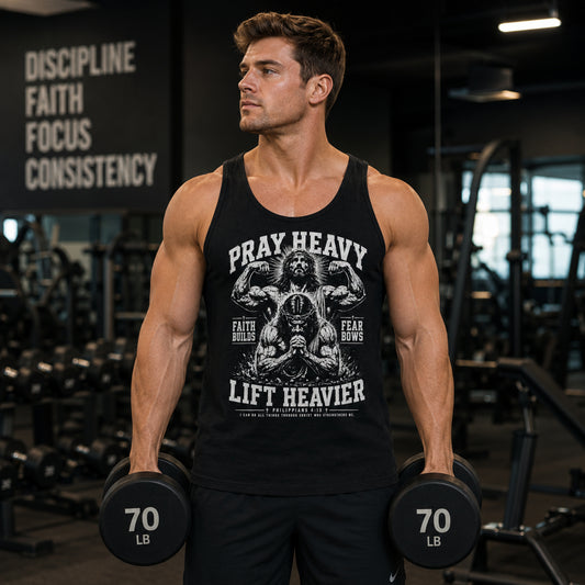 PRAY HEAVY, LIFT HEAVIER TANK TOP